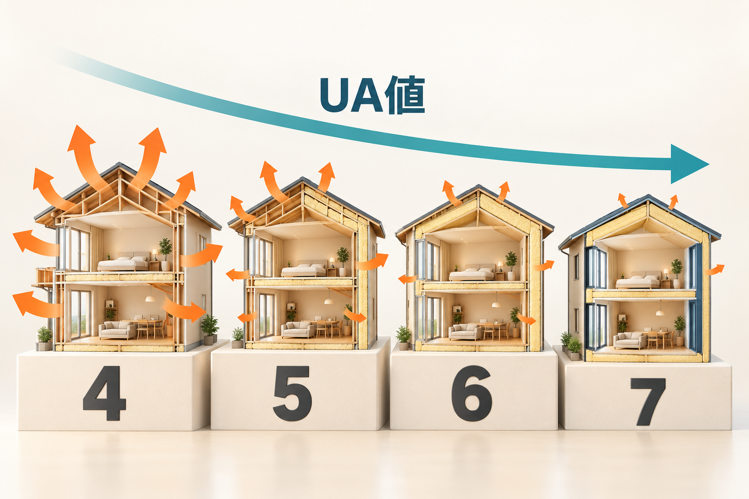 断熱等級とUA値の関係|等級4〜7の基準値